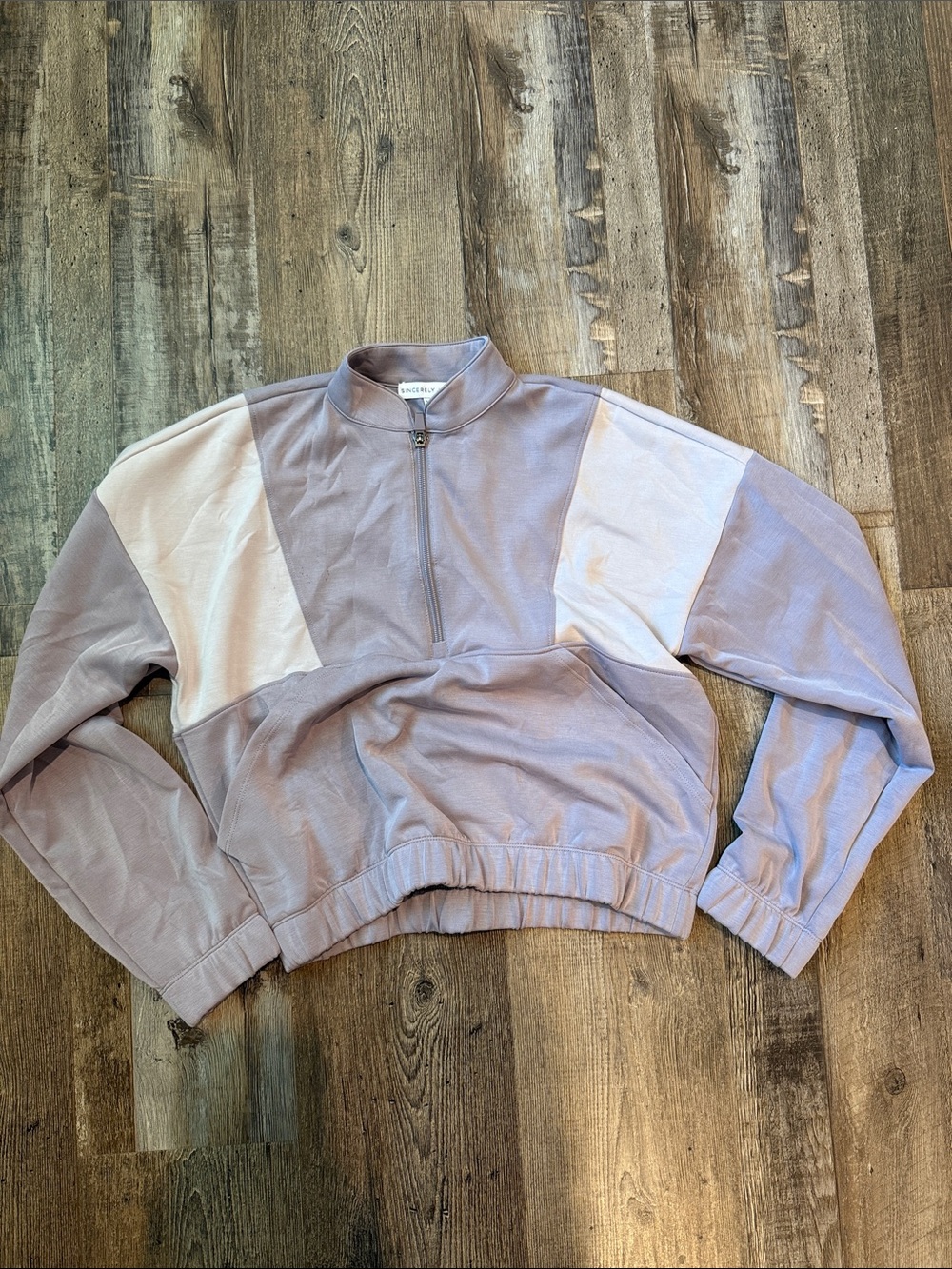 Lavender and Cream Half-Zip Pullover Sweater